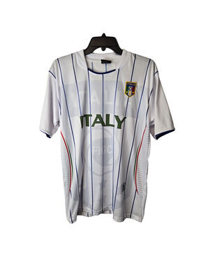 Drako FIGC Italy National Soccer Team White Striped Men's Jersey One Size